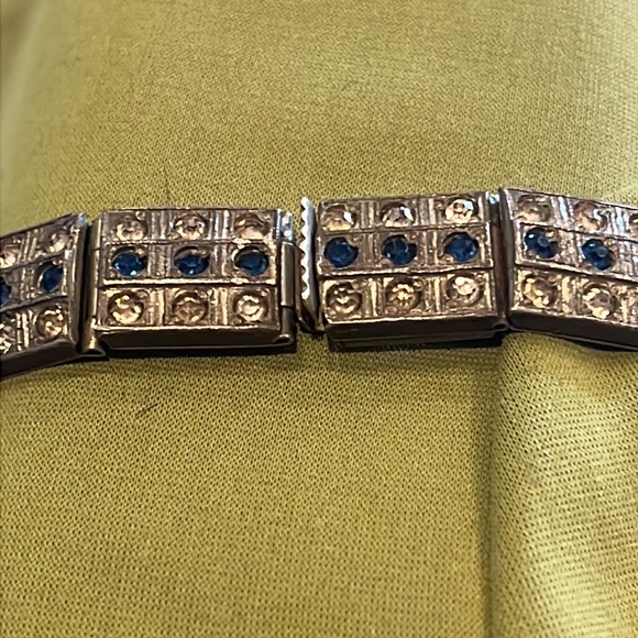 ALLCO Art Deco paste blue and clear stones Bracelet - Picture 5 of 12